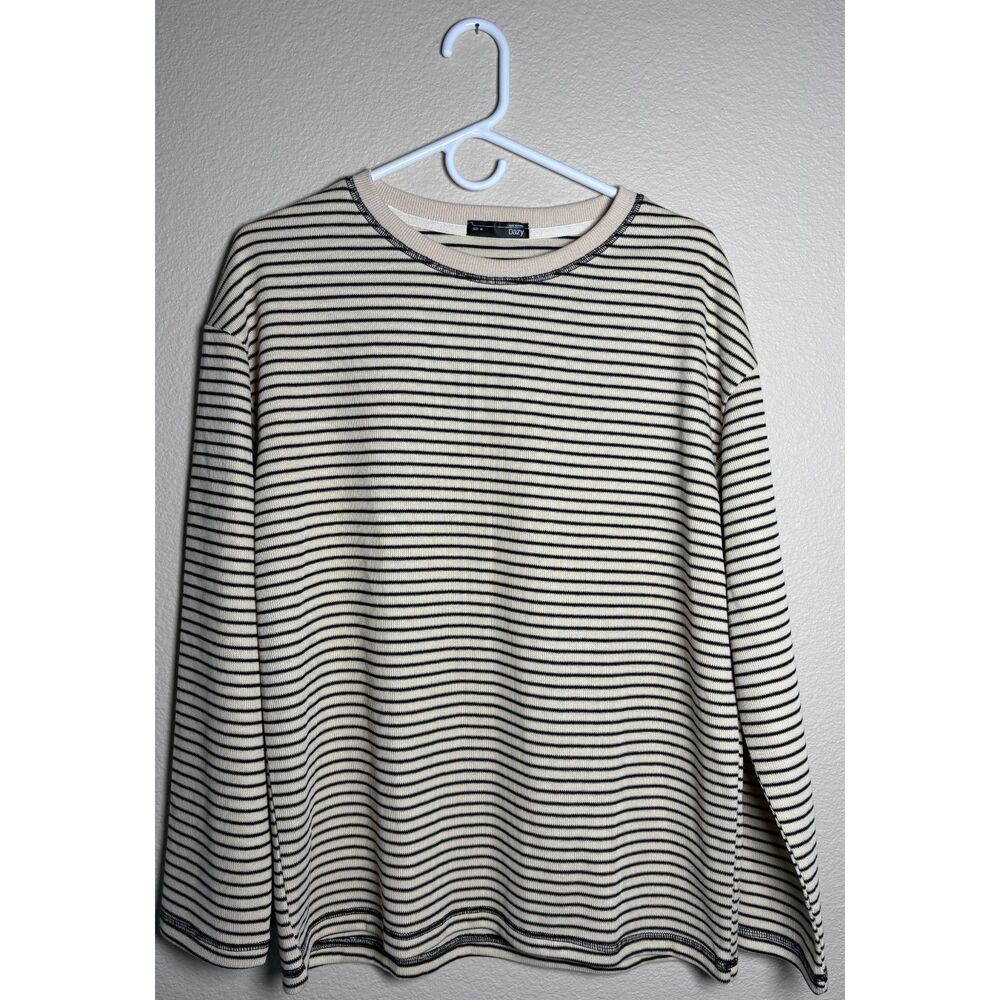 Dazy womens stripped long sleeve tunic size M Cream & Black